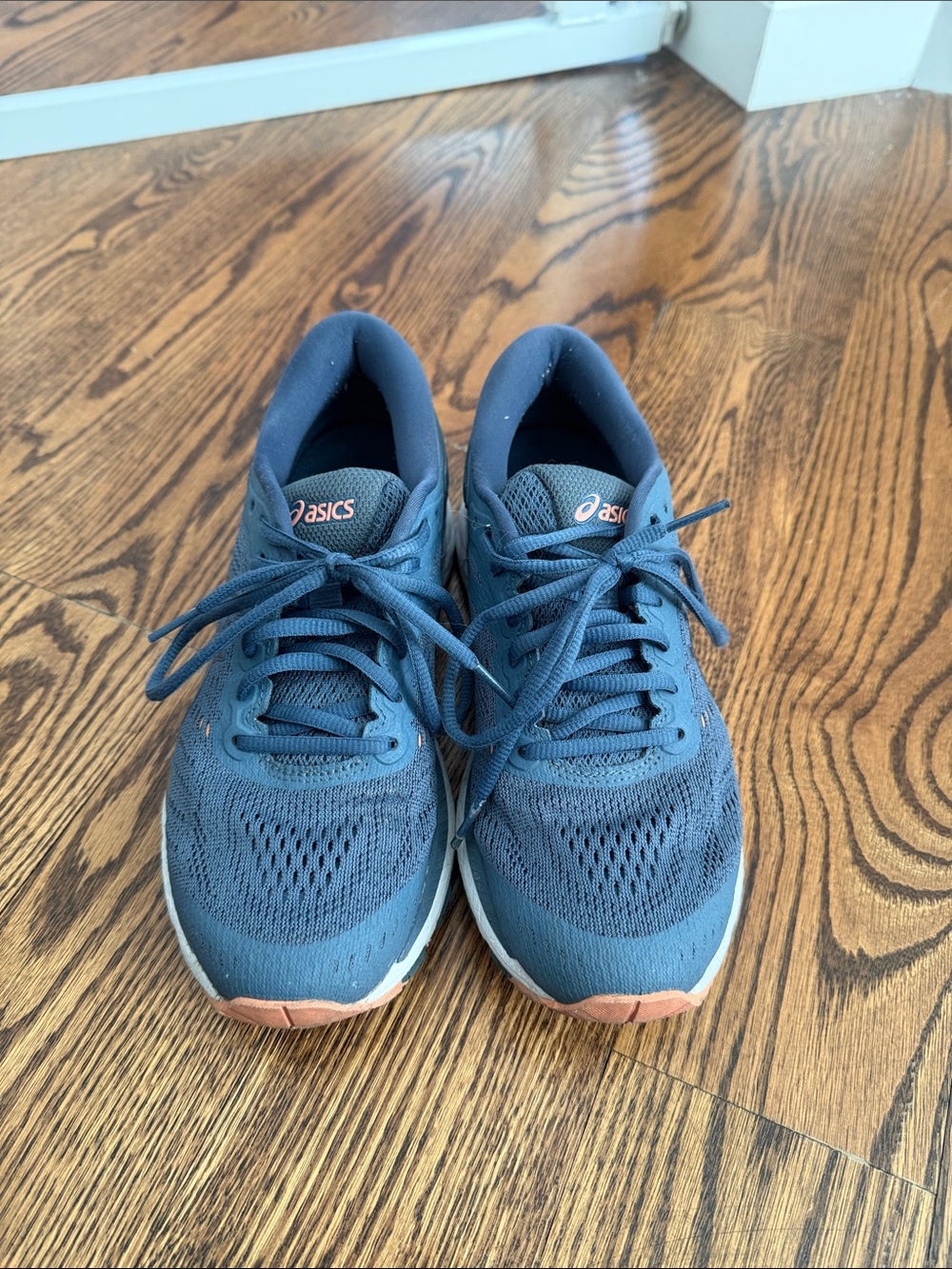 Asics blue running sneakers with peach accents 6.5 women’s